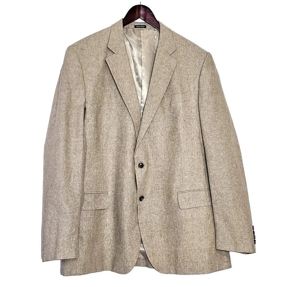 Stafford Size 46L LongMen's Tan Linen Cotton Blend Blazer